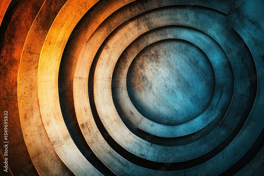 Aufkleber abstract image of concentric circles in warm and cool tones, suggesting depth and texture.