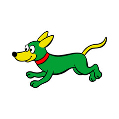 outline vector illustration of a cute dog running
