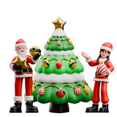 3D Christmas Character Xmas Santa Claus Illustration Holiday Activities Gifts Decorations Ornament Snowman Snowflake Winter Fun