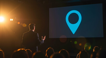 Speaker at conference presenting location based app technology innovation