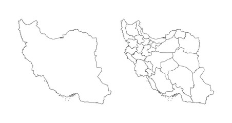 Iran Map White Vector Set