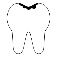 Decayed line icon tooth with a visible cavity.