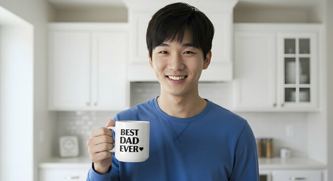 Best Dad Ever Mug Fathers Day Gift Son Holding Coffee Cup - Powered by Adobe