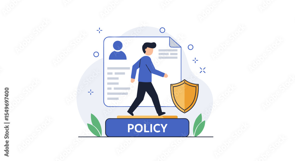 Poster personal privacy policy concept with character illustration for web design and information security 