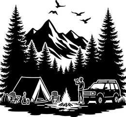 Obraz premium Hiking mountain outdor vector bundle