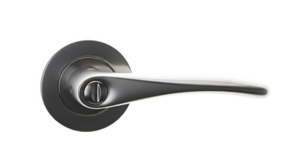 Door Handle Shines with Metal Finish on Transparent Background, Interior Design Element