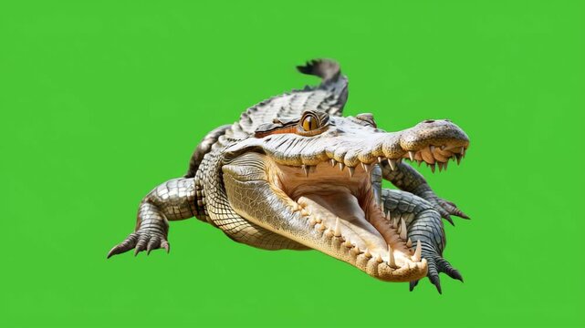 Crocodile on Green Screen