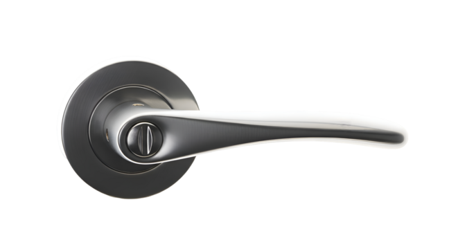 Door Handle Shines with Metal Finish on Transparent Background, Interior Design Element