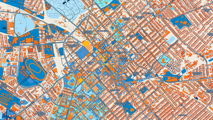 Colorful Lexington Street Map with Labels and Buildings