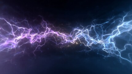 Mystical energy discharge background with purple and blue electromagnetic waves