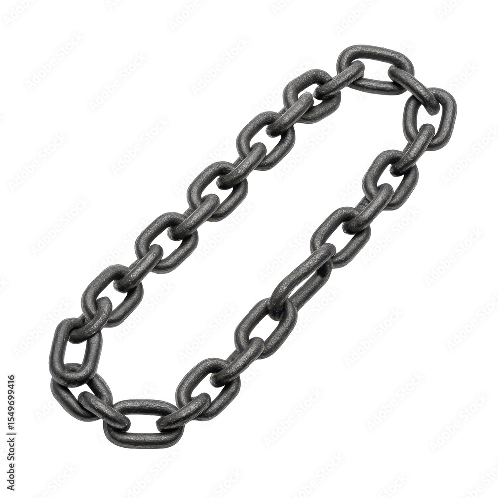 Poster close-up of a rusty chain link isolated on white background for industrial and creative use transpar