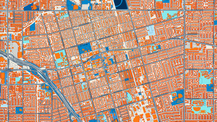Colorful Anaheim Street Map with Labels and Buildings