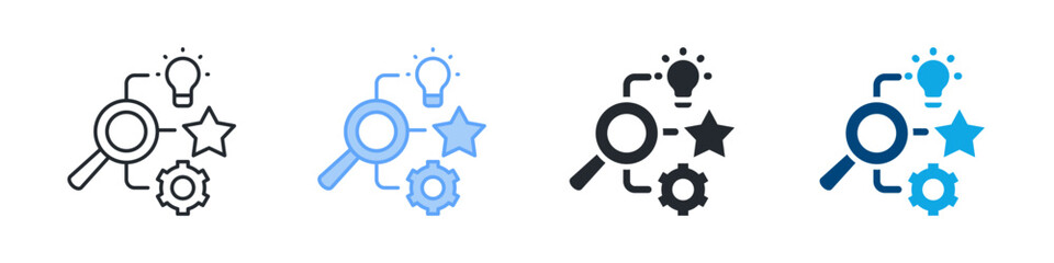 Competence Icon Set Multiple Style. Designed In Outline, Blue, Glyph, Dual Tone