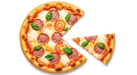 Pizza, Pepperoni pizza, Pizza slice, Delicious Pepperoni Pizza with Basil and Tomato