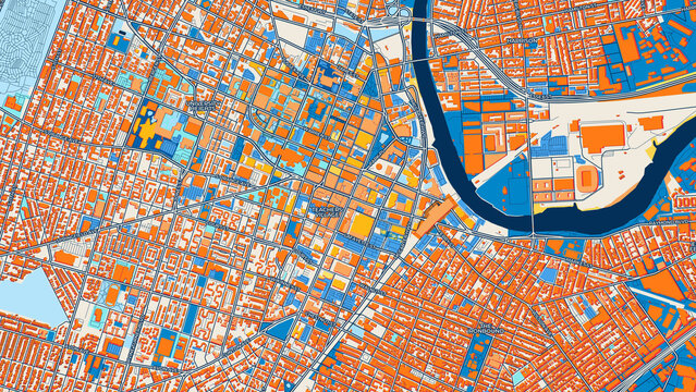 Colorful Newark Street Map with Labels and Buildings