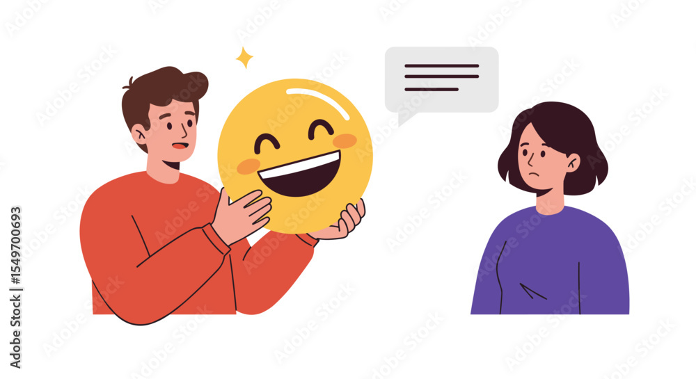 Poster communication and emotion concepts in vector illustration design for social interaction