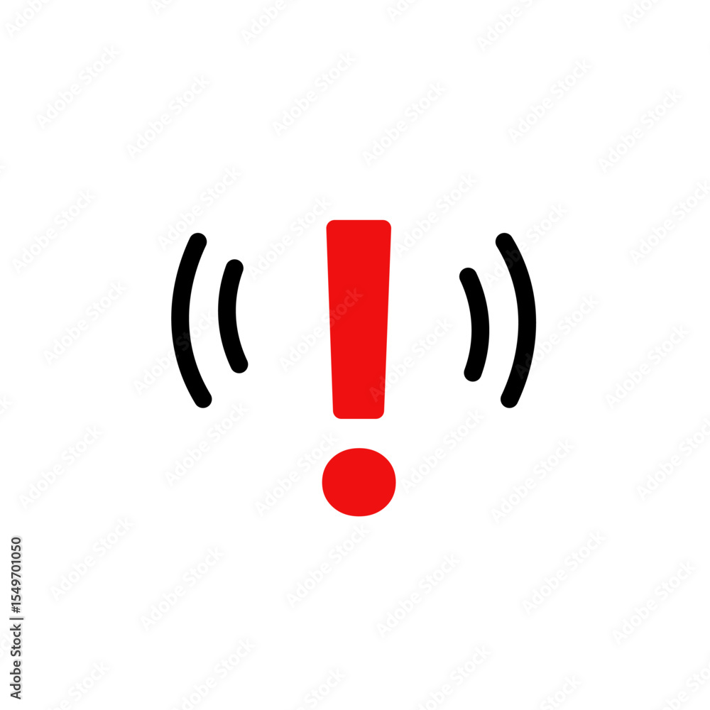 Poster Red exclamation mark symbol with motion lines emphasizes urgency for alerts and notifications.