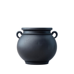 Elegant Black Decorative Pot with Smooth Surface and Ergonomic Handles for Home Decor and Modern Interior Design Transparent background or PNG