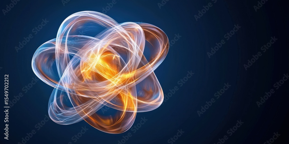 Aufkleber quantum computing superposition concept. abstract glowing shapes with a dark background.