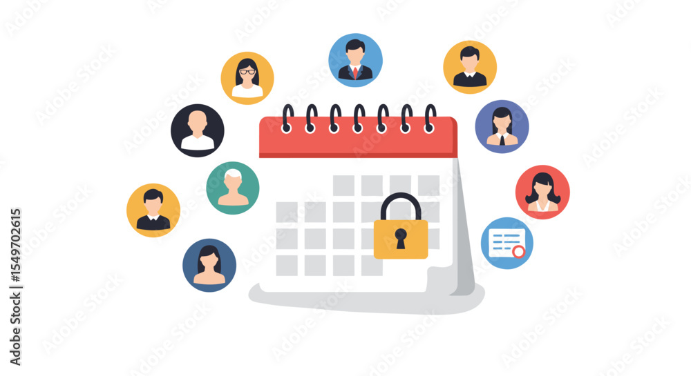 Poster data privacy and secure online networking concept for digital calendar and personal information vect