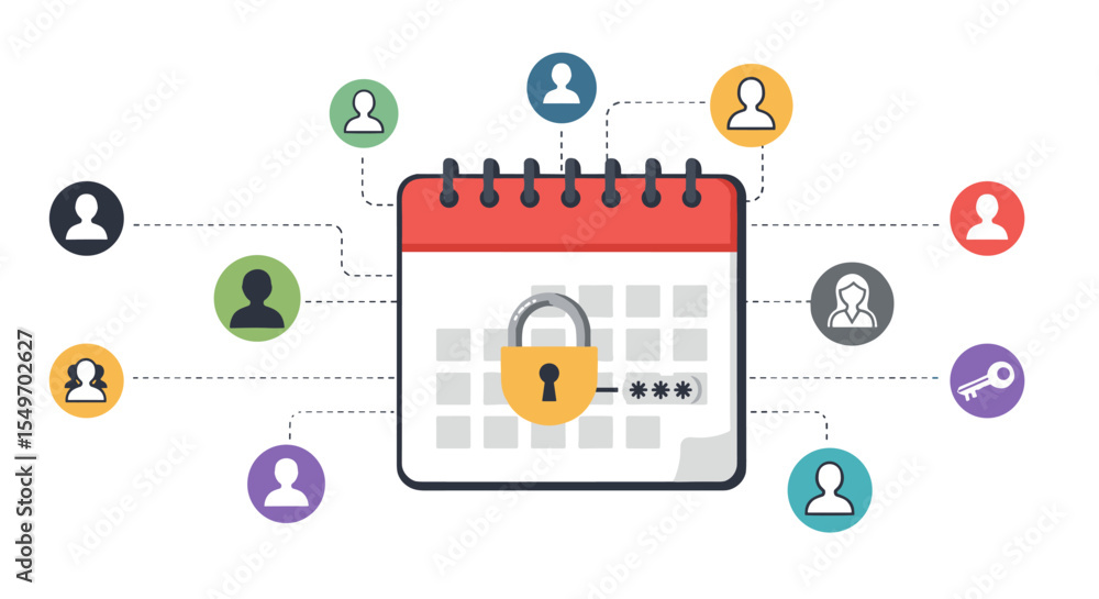 Poster secure online meeting scheduling with privacy protection in vector design vector illustration