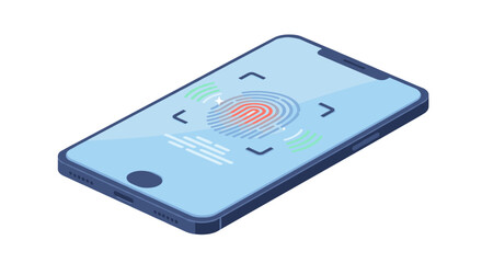 Fototapeta premium Smartphone fingerprint authentication concept for security design vector illustration