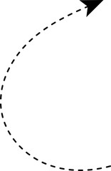 Smoothly arched arrow with a consistent dashed outline forming a continuous path.