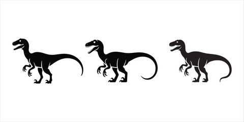 velociraptor dinosaur silhouette vector set illustration on white background. dinosaur silhouette  icon set. © MOMENIN SUNNY