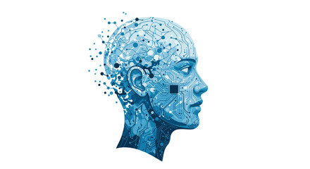 Obraz premium Digital human head with circuitry and microchip concept for futuristic design vector illustration