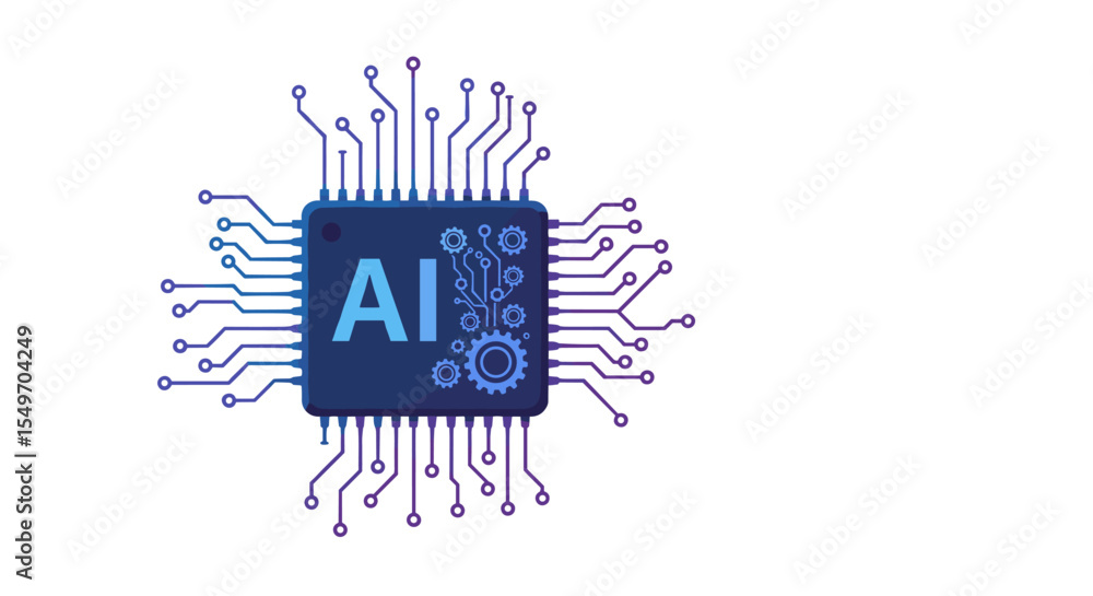 Poster ai technology circuit board design for digital innovation and futuristic concepts vector illustratio