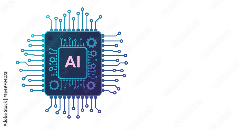 Poster artificial intelligence processor concept for tech design and innovation vector illustration
