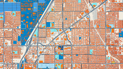 Obraz premium Colorful North Las Vegas Street Map with Labels and Buildings