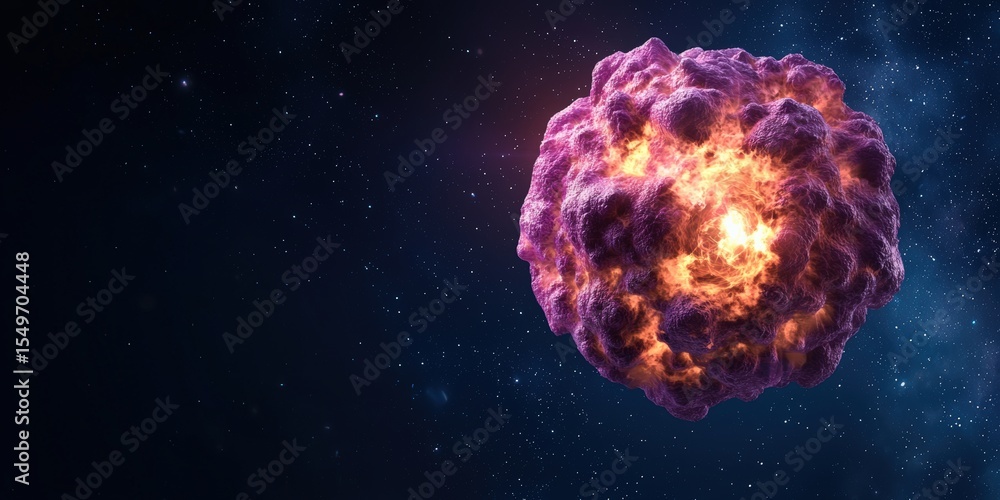 Poster quantum computing superposition concept. explosive cosmic event with vibrant energy and particles.