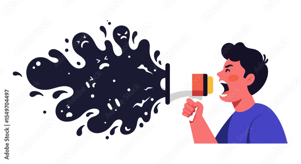 Aufkleber dynamic communication concept with megaphone and abstract shapes for modern design vector illustrati