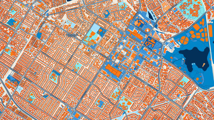 Obraz premium Colorful Fremont Street Map with Labels and Buildings
