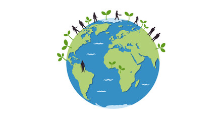 Fototapeta premium Global unity and environmental responsibility vector illustration for educational design