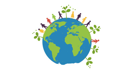 Diverse community celebrating unity with nature for earth day poster design vector illustration