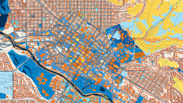 Colorful Boise Street Map with Labels and Buildings