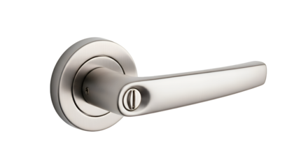 Silver Door Handle Shines on Transparent Background, Interior Design, Home Improvement, Hardware