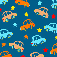 car cartoon illustration seamless vector pattern design for kids apparel fullprint