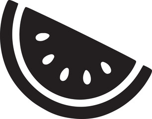 Silhouette vector of a watermelon slice, ideal for summer, fruit, food, healthy eating, and seasonal design themes.
