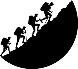 Fototapeta premium Mountain Climbing Silhouettes vector