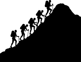 Mountain Climbing Silhouettes vector