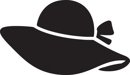 Silhouette vector of a wide-brimmed sunhat, ideal for summer, beach fashion, vacation, and stylish accessory designs.