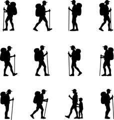 Obraz premium Mountain Climbing Silhouettes vector