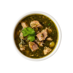 Delicious Green Chile Pork Stew in a White Bowl