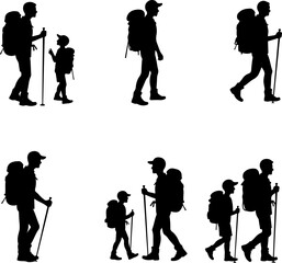 Fototapeta premium Mountain Climbing Silhouettes vector