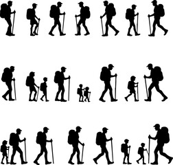 Mountain Climbing Silhouettes vector