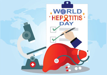 Vector illustration of World Hepatitis Day. July 28. Horizontal three dimensional artwork design for backgrounds poster banners card etc.