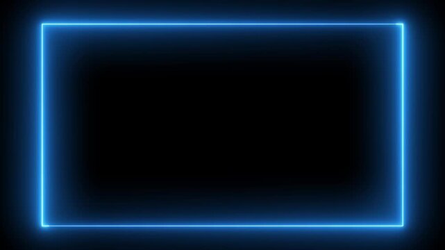 Rectangle neon. Rounded rectangle photo frame with four tone neon color Minimal Animated Loop Presentations, rectangle picture frame with four tone neon color and isolated black background